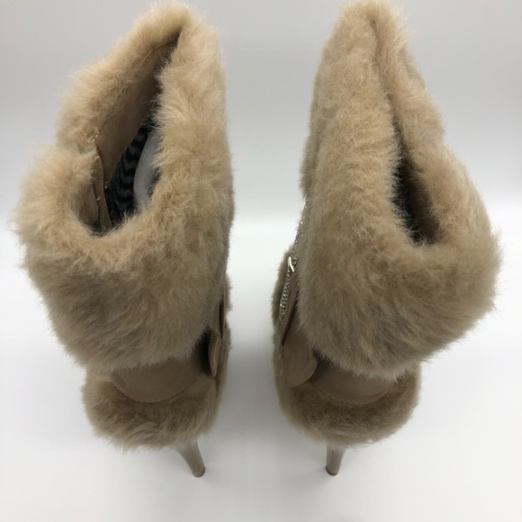 Taupe Suede Fur Ankle Booties by Italiana - Picture 6 of 8